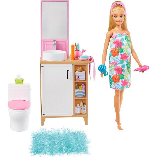 Кукла Barbie В ванной комнате с аксессуарами GRG87