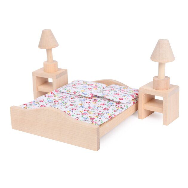 Деревянный набор мебели для кукольного домика Спальня