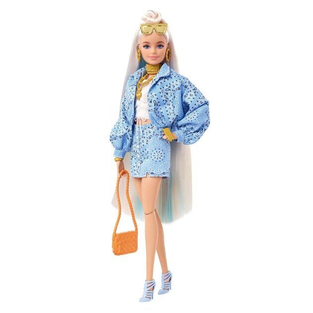 Кукла Barbie Экстра блондинка в джинсовом костюме HHN08