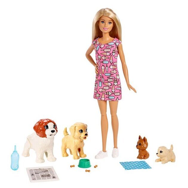 Кукла Barbie со щенками FXH08
