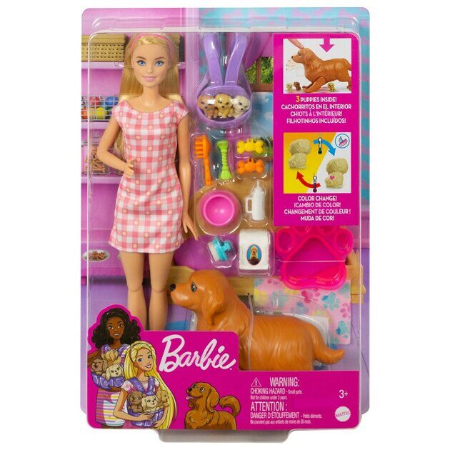 Кукла Barbie с новорожденными щенками HCK75