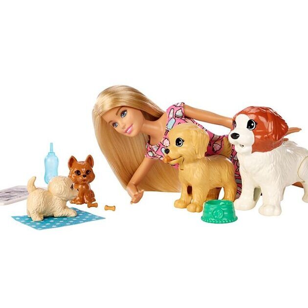 Кукла Barbie со щенками FXH08
