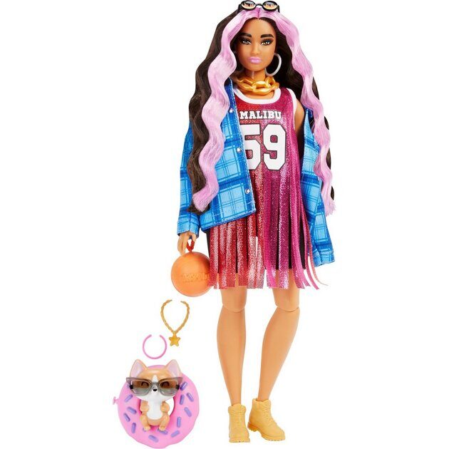 Кукла Barbie Экстра с розовыми прядями HDJ46