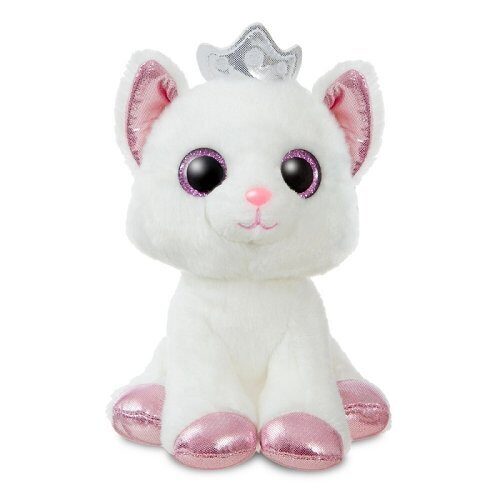 Мягкая игрушка Aurora Белый котик с короной, 18 см