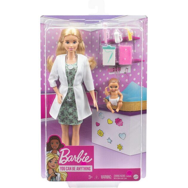 Кукла Barbie Педиатр с малышом-пациентом GVK03
